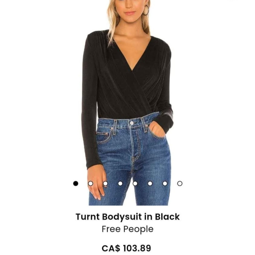 NWT Free People Black Turnt Thong Bodysuit Size Small